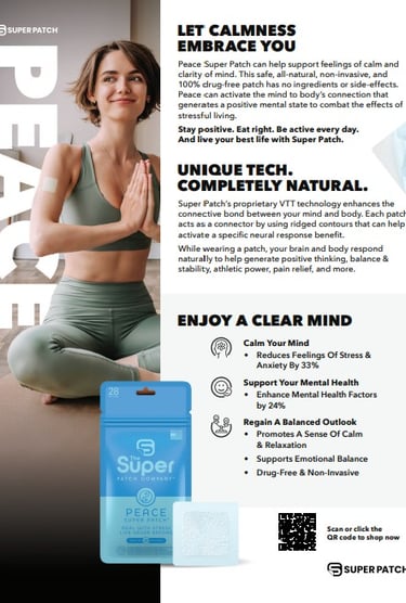 Super Patch Peace lifestyle photo – calm woman with relaxation wellness patch
