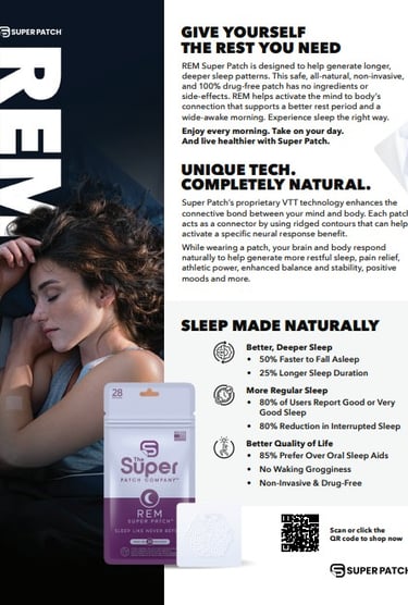 Super Patch REM lifestyle photo – woman sleeping deeply with sleep patch