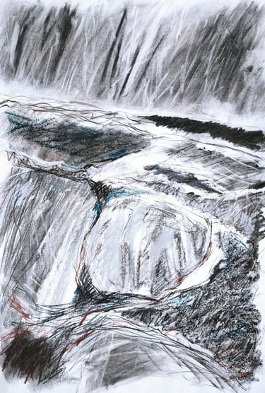 Paysage imaginaire 200725 - 2025 - 50X70 - fusain carrés comté