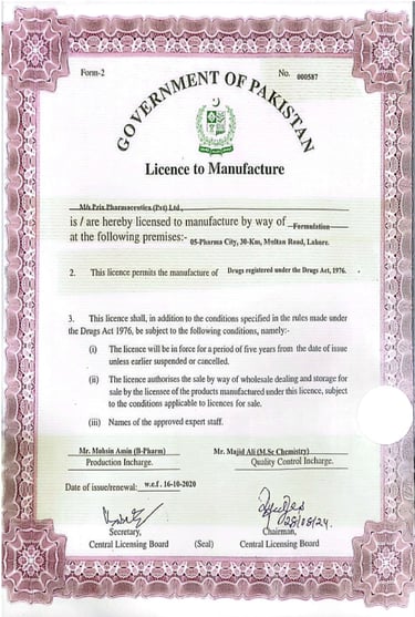 license to manufacture documentation