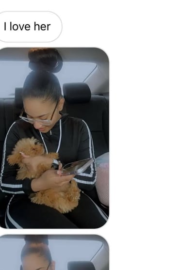 happy maltipoo mom