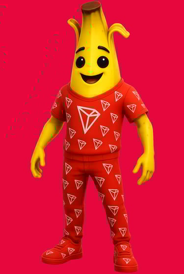 a banana banana peeler wearing a red shirt and pants