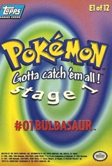 E1 Of E12 Bulbasaur Topps Pokémon The FIrst Movie back