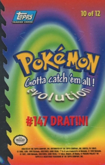 E10 Of E12 Dratini Topps Pokémon The First Movie die cut back