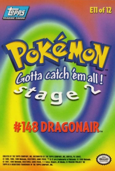 E11 of E12 Dragonair Topps Pokémon The First Movie back