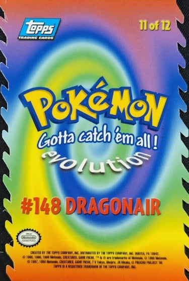 E11 of E12 Dragonair Topps Pokémon The First Movie Die Cut back