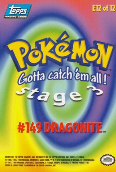 E12 of E12 Dragonite Topps Pokémon The First Movie back