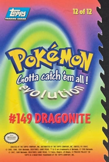 E12 of E12 Dragonite Topps Pokémon The First Movie Die Cut back