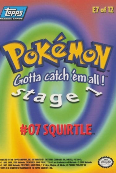 E7 Of E12 Squirtle Topps Pokémon The FIrst Movie back
