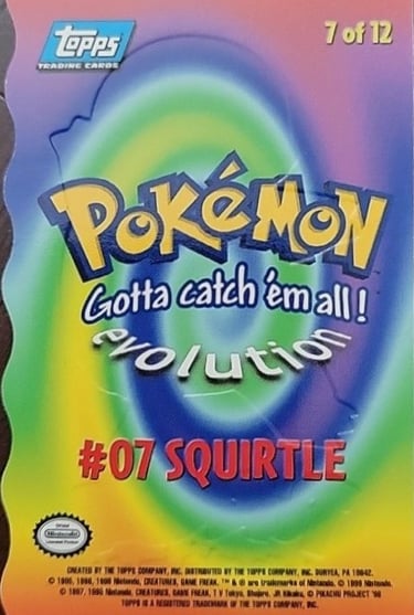 E7 of E12 Squirtle Die Cut Embossed Topps Pokémon The FIrst Movie back