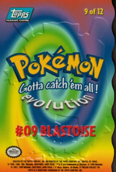 E9 of E12 Blastoise Die Cut Embossed Topps Pokémon The FIrst Movie back