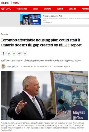 Toronto affordable housing plan. Premier Doug Ford. Heather Waldron, CBC