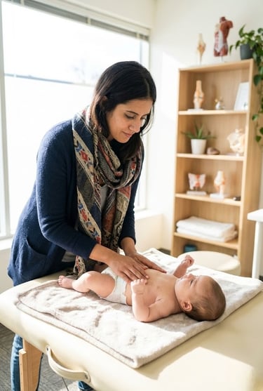 Séance ostéopathe bébé pour soulager coliques, reflux, RGO et tête plate.