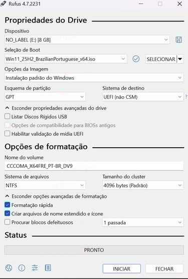 Rufus windows 11 sem conta microsoft
