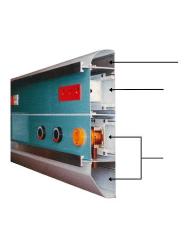 HTM-compliant medical trunking with gas pipeline and electrical wiring.