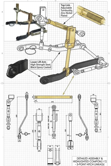 3 point linkage parts, tractor linkage system, tractor hitch components