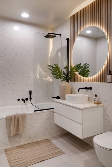 estetik seramik detaylı banyo tasarımı