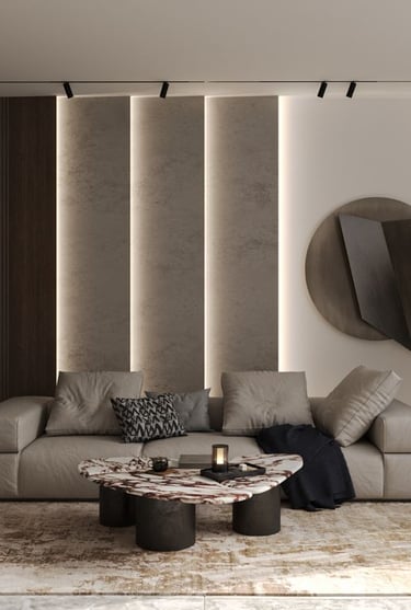 yapı dekorasyon projesinde salon tasarımı