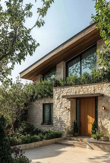 taş ev dış duvar kaplama öncesi ve sonrası görünüm