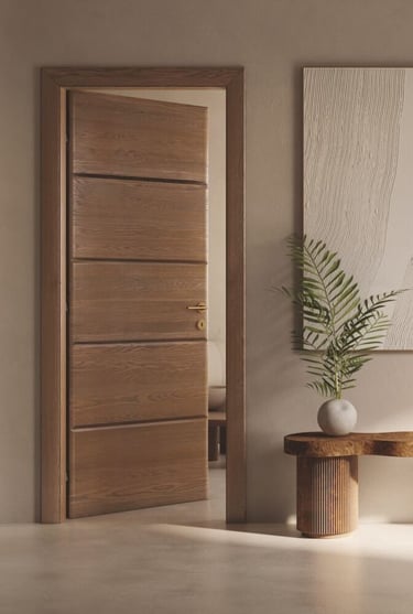 kapı ve pencere sistemleriyle tamamlanan iç mekan görünümü