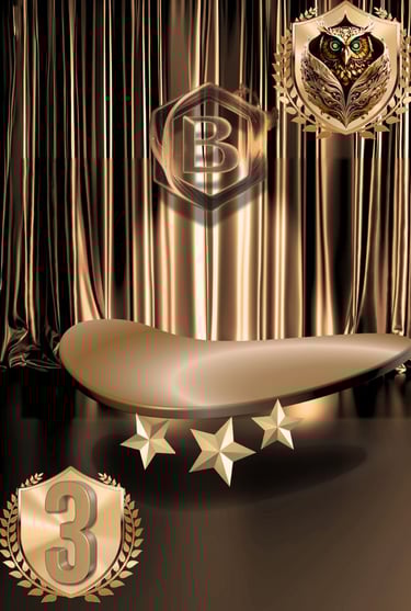 bronze podium platform with sophisticated bronze curtain backdrop for ranking top 3