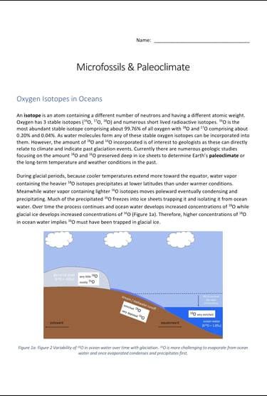 Microfossils & Paleoclimate lab activity first page preview