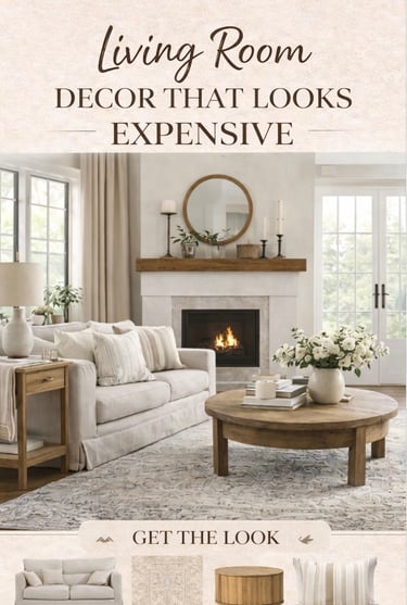 Living room decor that looks expensive with neutral colors and modern farmhouse style
