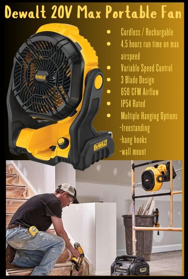 Dewalt 20V Max Portable Fan Cordless Rechargeable
