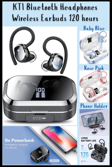 KTI Bluetooth Headphones Wireless Earbuds 120 hours