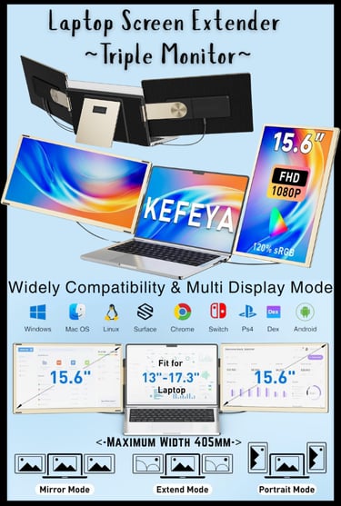 Laptop Screen Extender Triple Monitor 235 Degree Rotation
