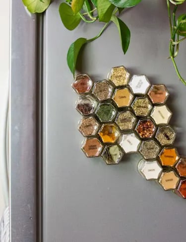 magnetic spice jars fridge small kitchen