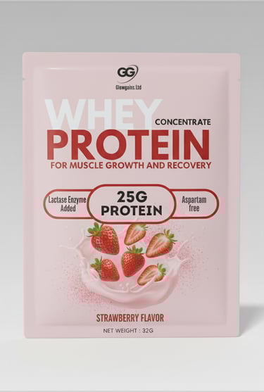 Glowgains whey protein strawberry