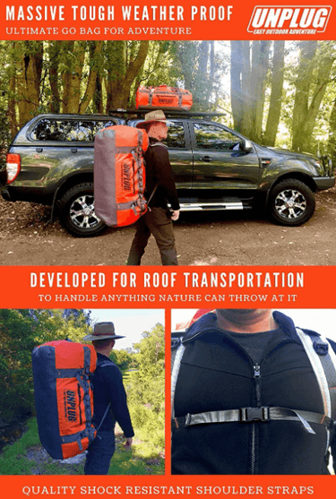 Waterproof tough travel duffel bag for camping, mountain adventures