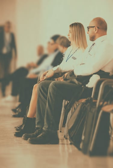 patients sitting during a clinical study