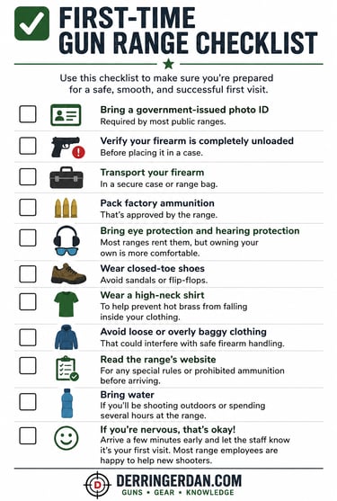 items to bring to the gun range checklist