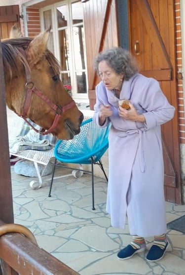 équithérapie - visite d'une personne âgée
