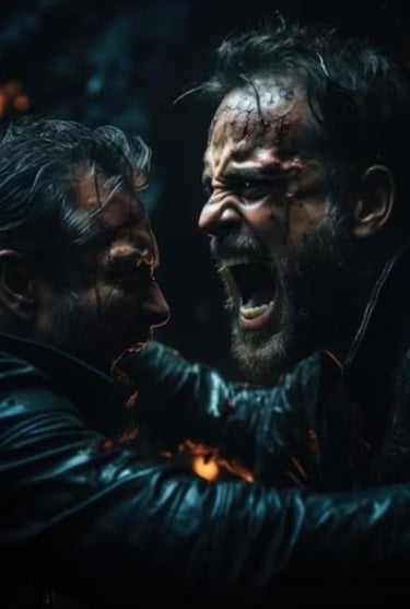 Two gang members fighting violently
