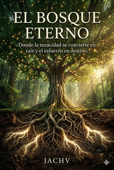 Imagen de un árbol majestuoso y centenario en un bosque iluminado por rayos de sol.