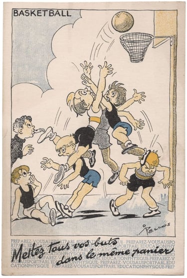 1940s French Educational Sports Basketball Card