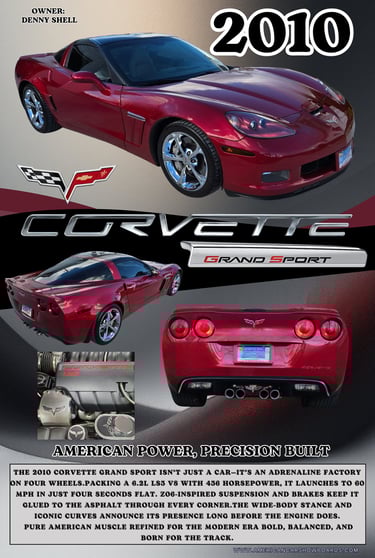 a car with a red and black background and a black and white photo of a