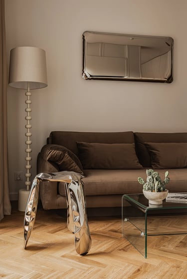 Fotograf wnętrz – aranżacja salonu z meblami Oskar Zięta. Nowoczesny design i dodatki.