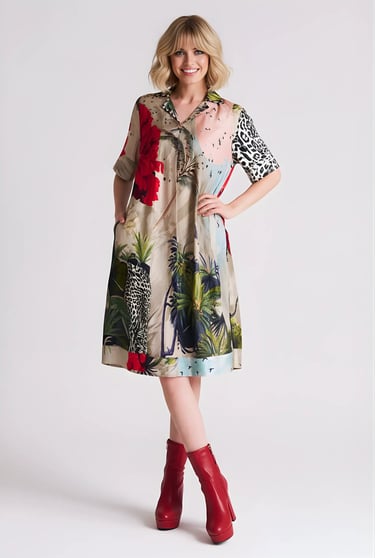 A Line Patch Pocket Dress