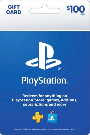 A 100 dollar PlayStation Store gift card for digital games and PS Plus subscriptions.