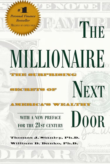 The Millionaire Next Door cover, personal finance book on habits of wealthy Americans.