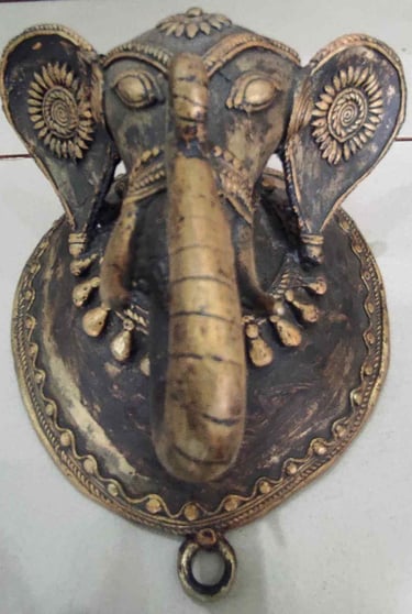 "Handcrafted wall-mounted elephant head sculpture – tribal-inspired home decor-Prepared for export"