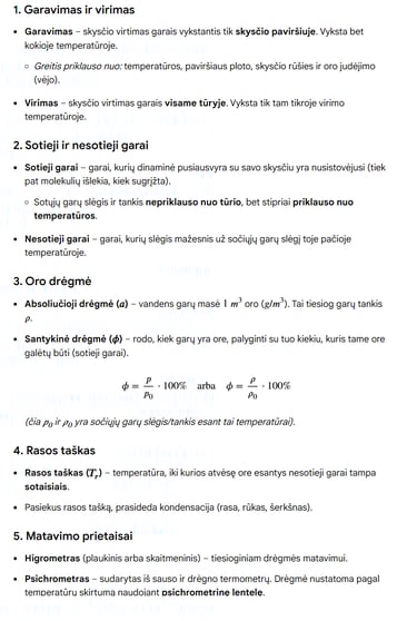 Garavimas. garai. Drėgmė. Rasa