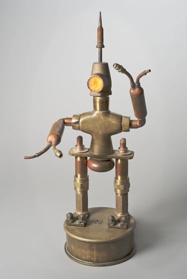 Assemblage robot named Uno by Santa Barbara sculptor Tal Avitzur.
