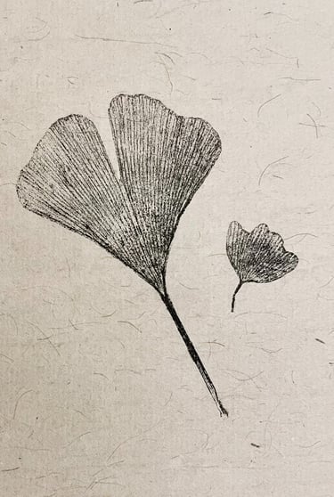 A beautiful hand printed ginkgo leaf