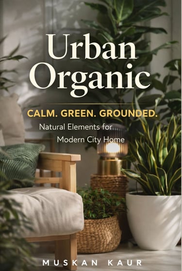 Urban Organic interior design book cover featuring lush indoor plants and modern wooden furniture.
