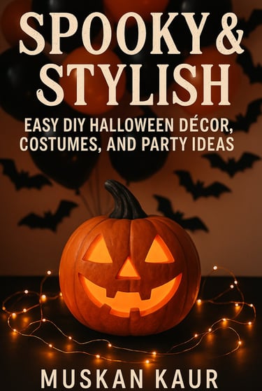 a halloween themed halloween party with a pumpkin and bats